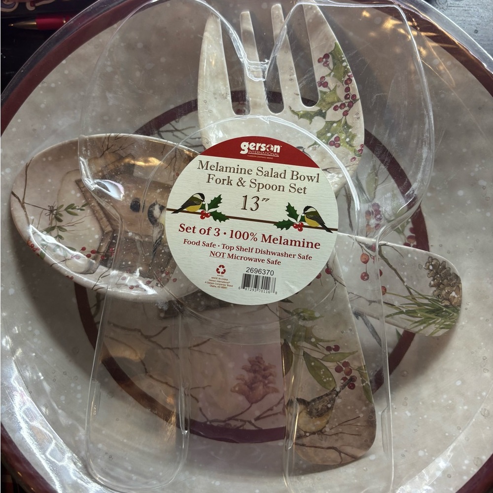 Melamine Salad Bowl Set - White and Brown